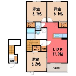 宇都宮駅 バス14分  宝木団地下車：停歩6分 2階の物件間取画像